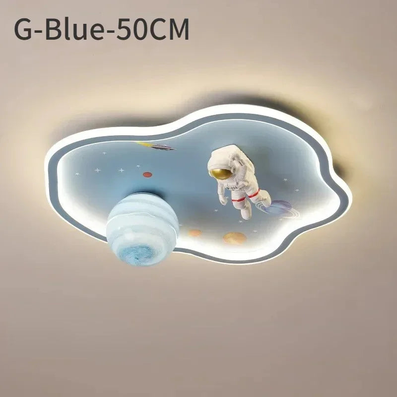 Modern Children's Room Astronaut LED Ceiling Light Bedroom Pendant Light Baby Cartoon Astronaut Moon Home Ceiling Light Fixture