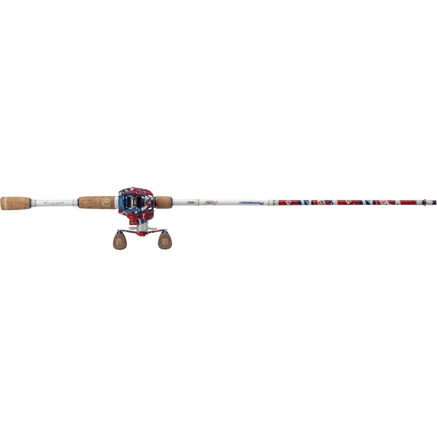Krazy Americana Baitcast Combo with 7' 1pc Medium Heavy IM7 Graphite Rod and Cork Grips Ideal for Precision Castin