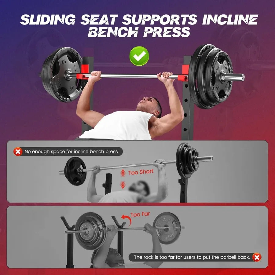 900 LBS Weight Bench Set with Squat Rack and Adjustable Bench Press for Home Gym Featuring Leg Extension and Leg Curl Foldable