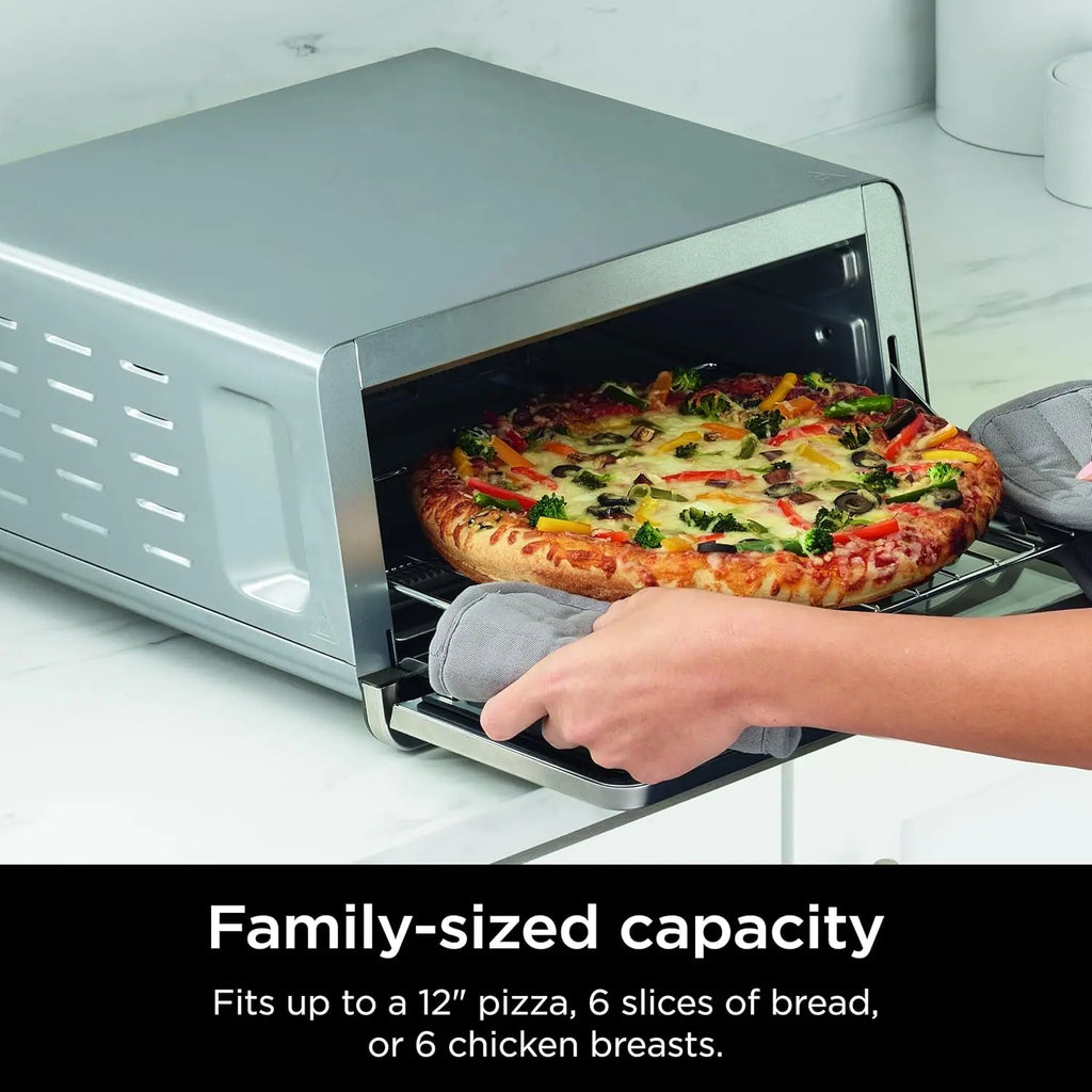 8-in-1 Flip Toaster Oven with Air Fryer, Large Capacity, 1800W, Stainless Steel for Easy Storage