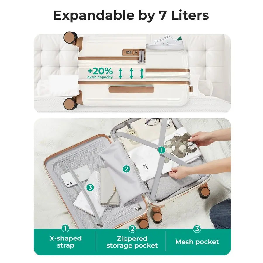 On Luggage 22x14x9 Airline Approved with Spinner Wheels,100 PC Hardside Expandable Luggage with TSA Lock for Trips, 20 Inch Roll