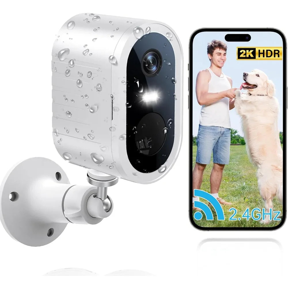 2k security cameras wireless outdoor 2 pack - cameras for home security battery powered security camera, 2.4g wifi surveillance