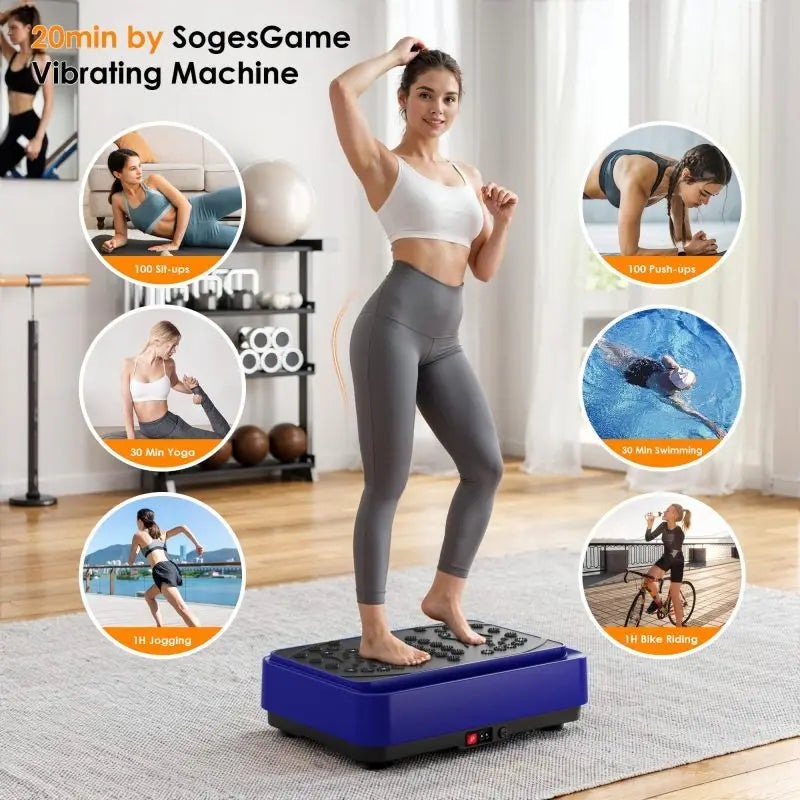 Vibrating Fitness Machine With Acupoint Massage  ABS Steel Build Remote Control  Resistance Bands Daily At Home Training