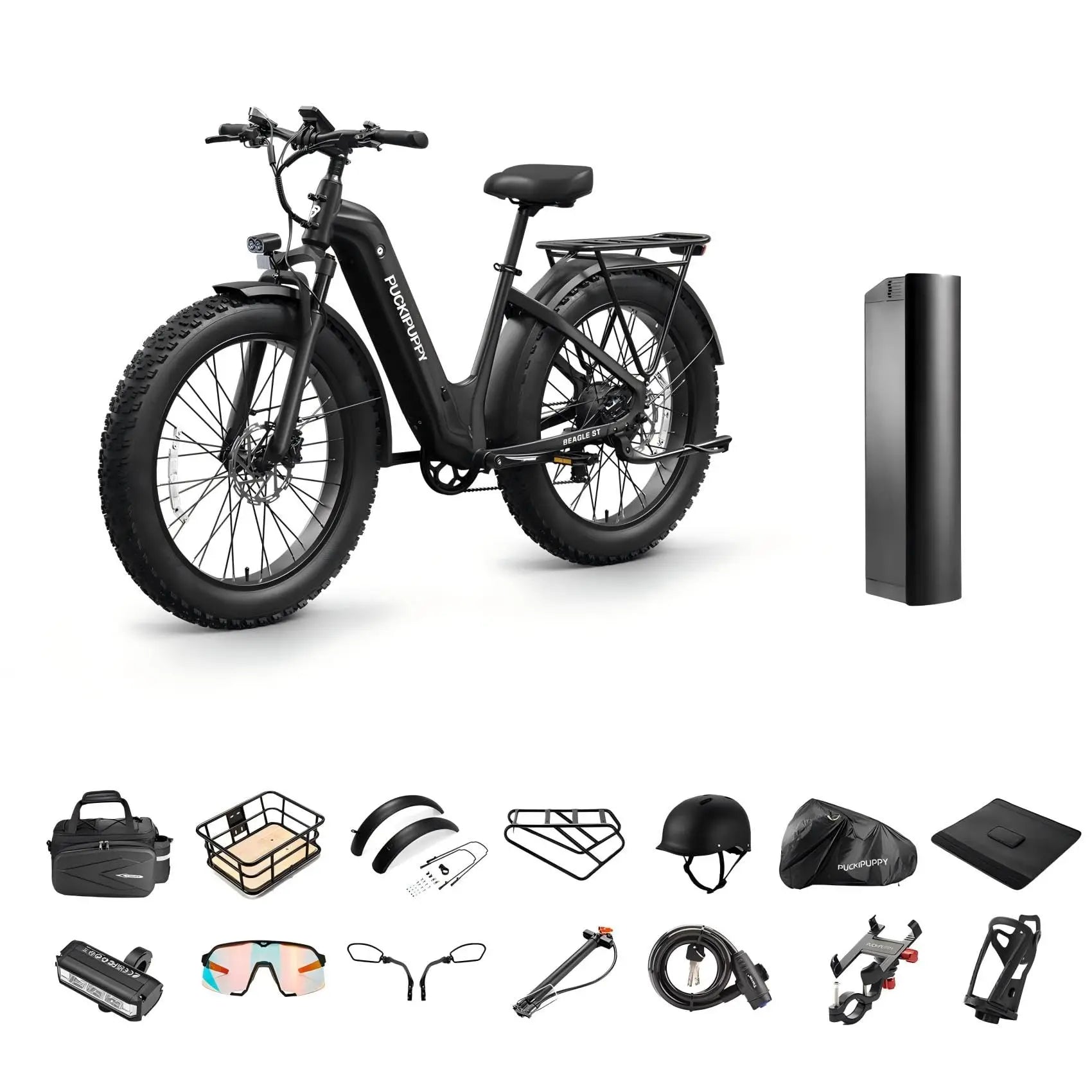 PUCKIPUPPY Beagle ST Electric Bike for Adults 26" Fat Tire Step-Through Electric Mountain Bike Off-Road Ebike 2-Year Warranty