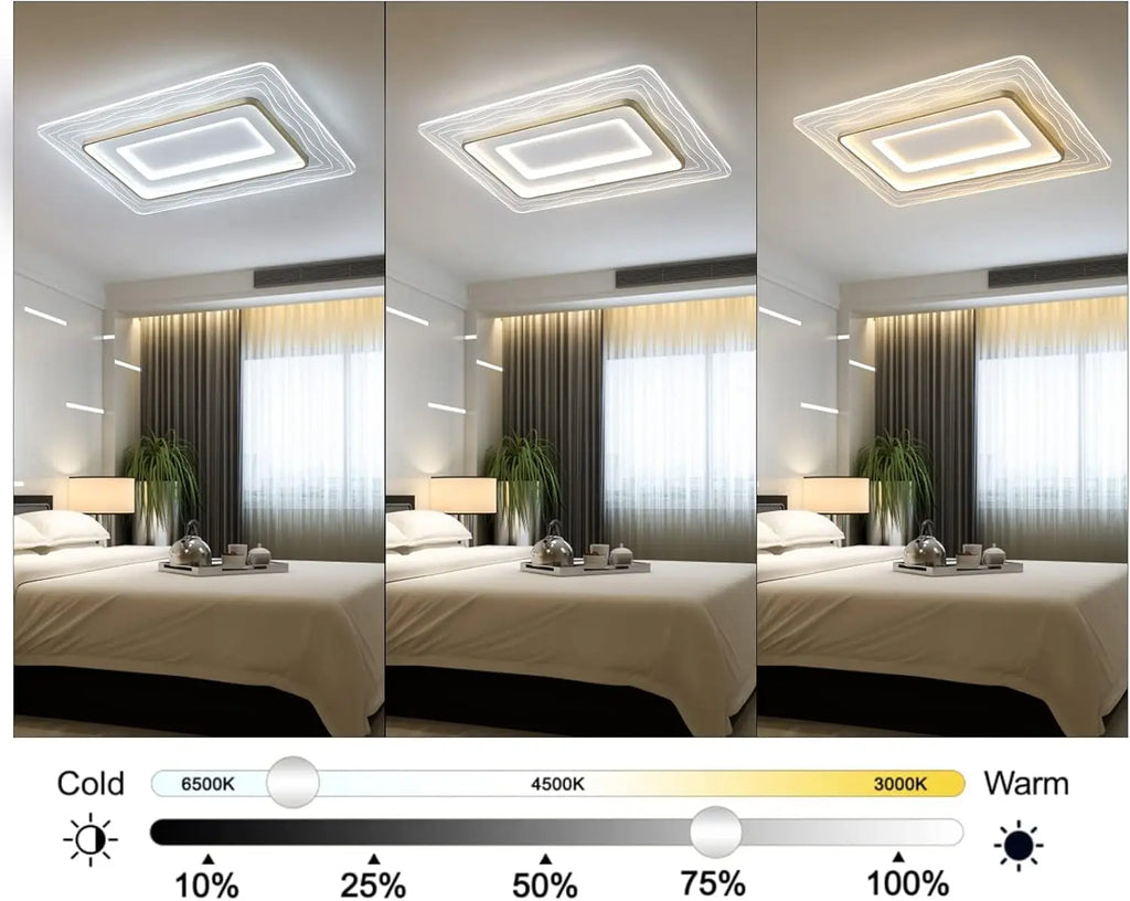 Rectangular LED Flush Mount Ceiling Light Acrylic Ultrathin Ceiling Lamp Dimmable 3500K-6000K w/Remote, L35.5 x W23inch