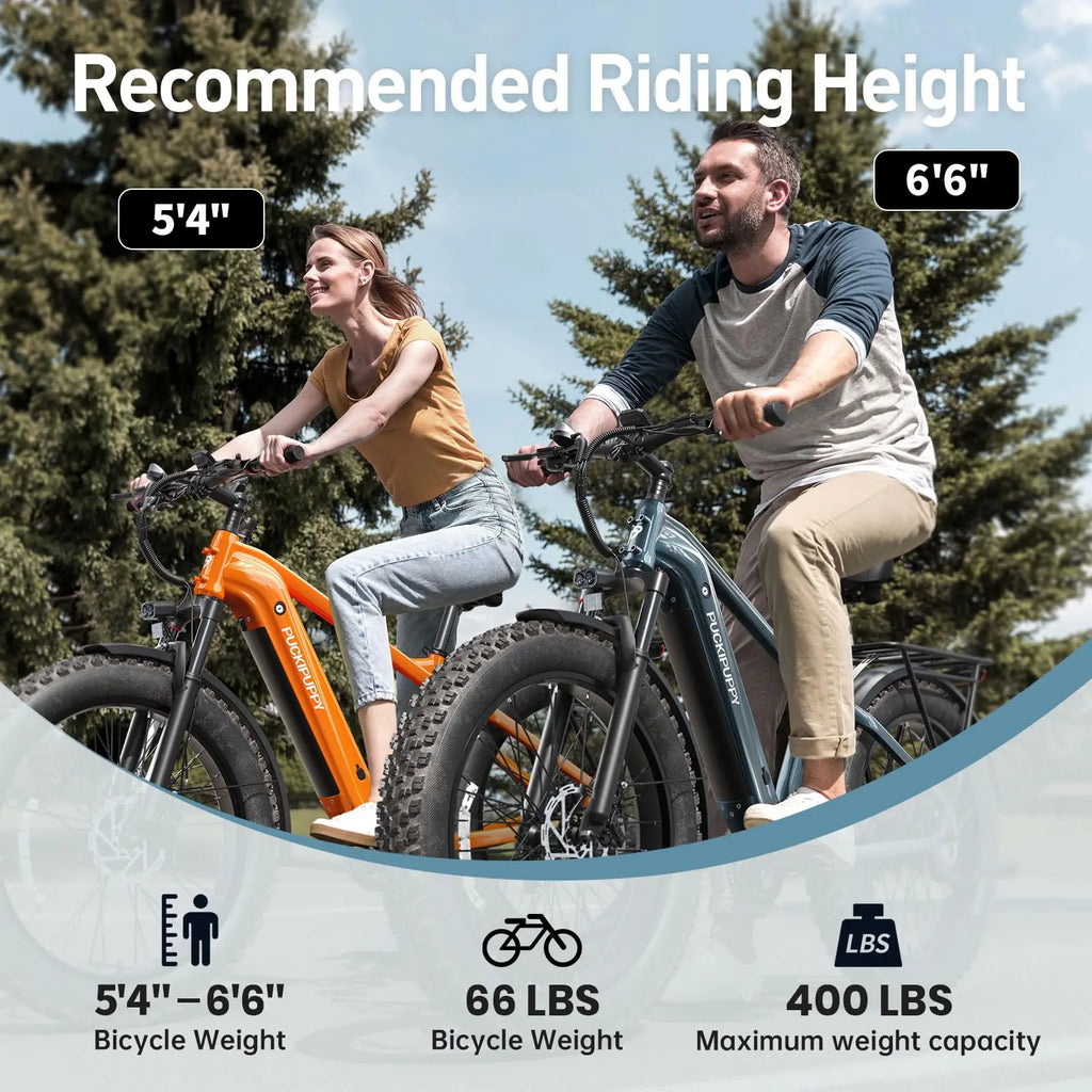 PUCKIPUPPY Beagle II Electric Bike 26"Fat Tire 80Miles Range Electric Mountain Bike 960W 48V 15AH Ebike With 2-Year Warranty