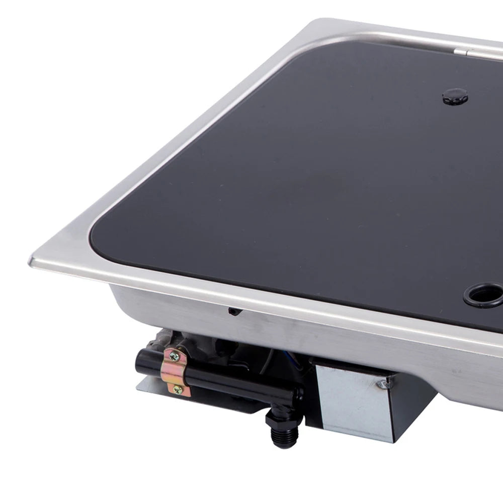 Boat Caravan RV Camper Gas Stove Gas Stove Hob and Stainless Steel Sink Combo with Black Glass Lid 21.1*12.52*5.75in