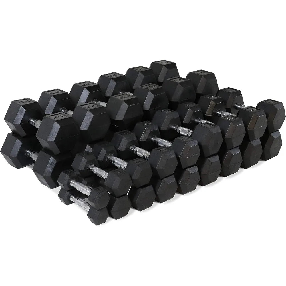 WF Athletic Supply: Durable Rubber-Coated Steel Hex Dumbbells for Strength Training