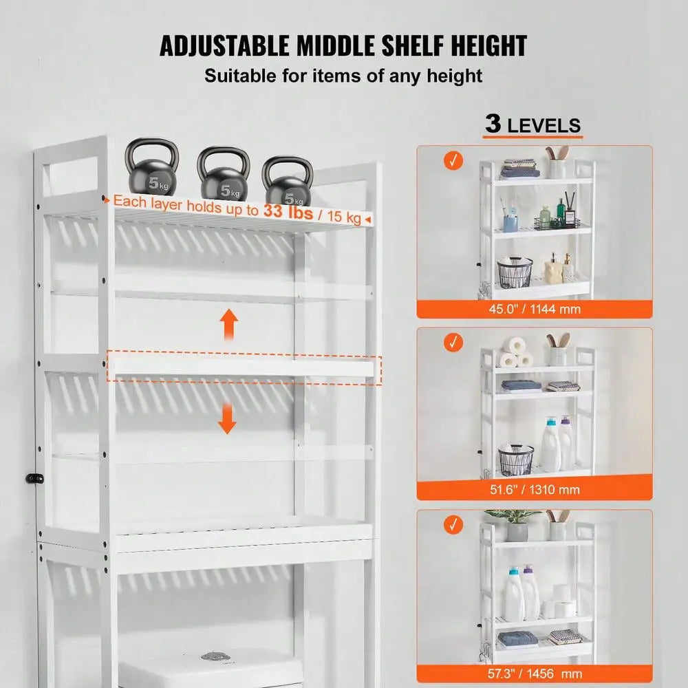 Over the Toilet Storage 3-Tier Bathroom Shelf Rack Space Saver Organizer