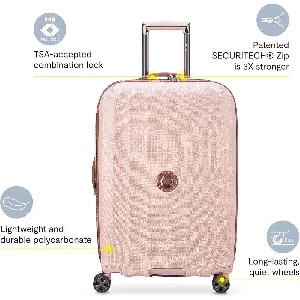 paris expandable hardside spinner luggage, pink, medium 24 inch