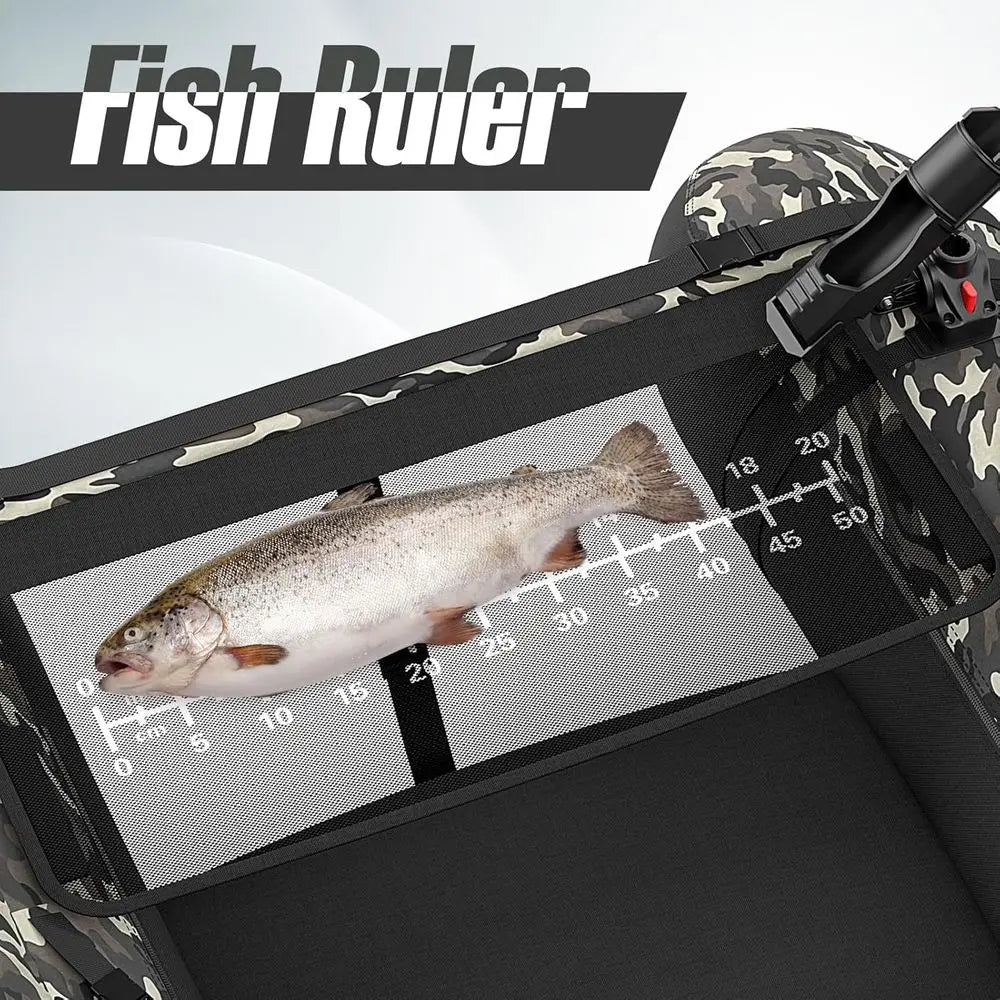 350lbs Inflatable Fishing Boat with Paddle, Pump, Flippers, Fish Hook Stators, Fish Ruler, Storage Pockets, Portable Backpack Be