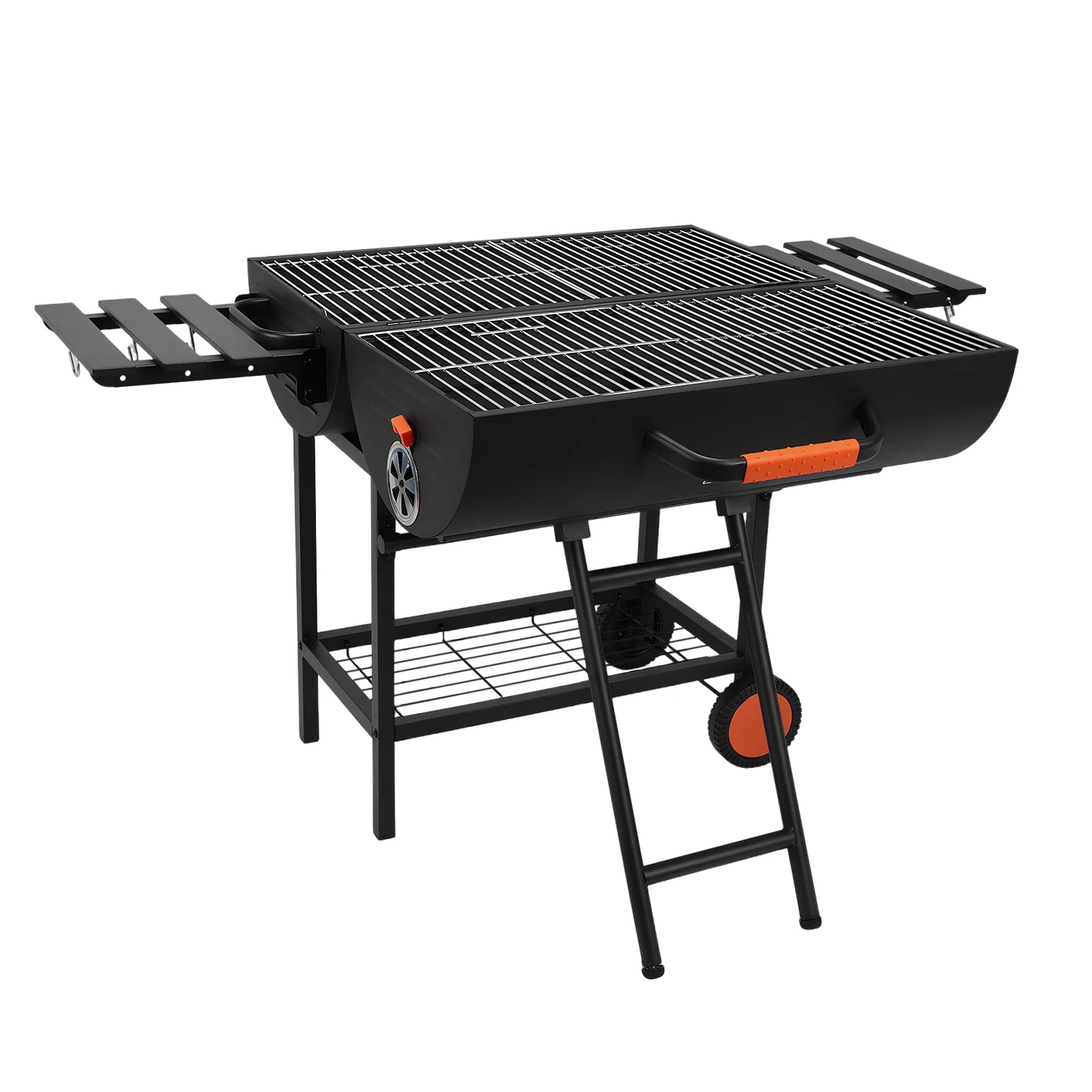 Extra Large Outdoor BBQ Grill with 2 Foldable Side Tables Portable Charcoal Grill for Backyard Camping Patio Parties and Picnics