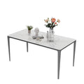 LUVODI 1.6m Luxury Dining Table Rectangle Kitchen Room Table with Marble Cover Tempered Glass Top Non-rusting Aluminum Legs