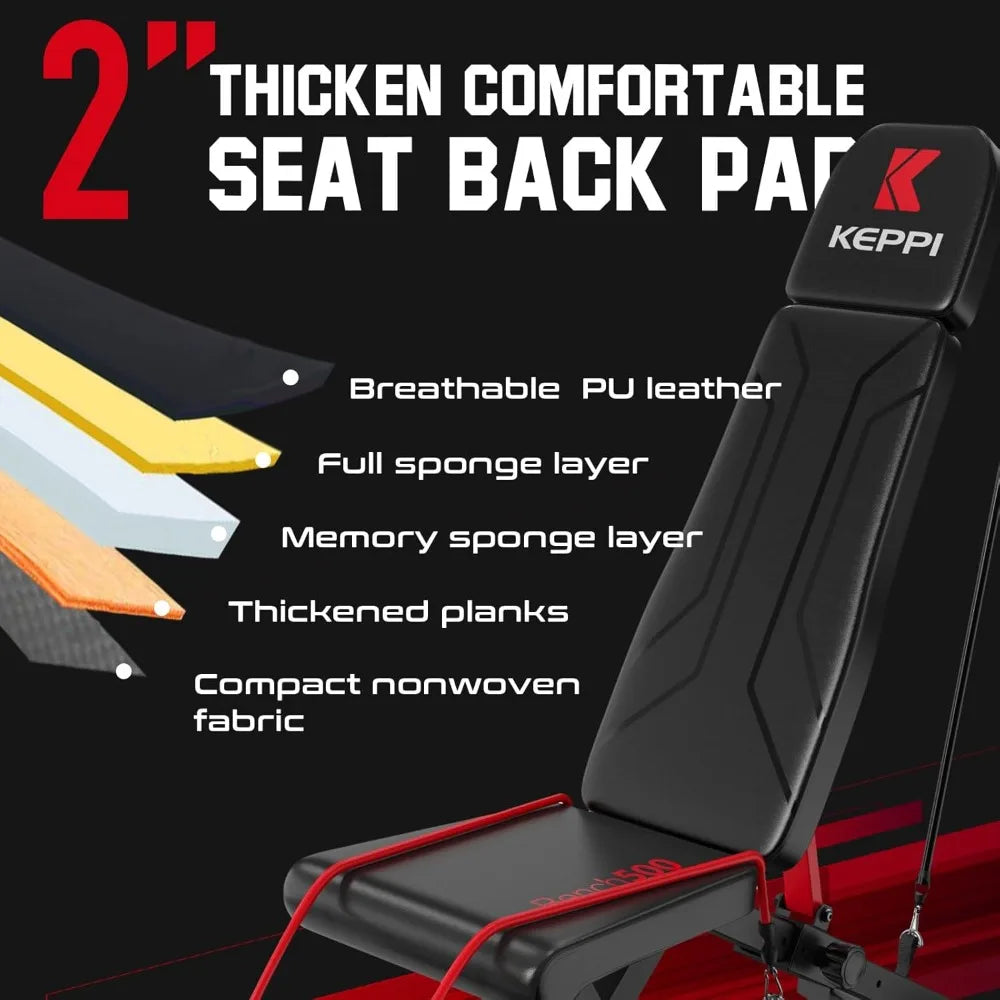 Bench, adjustable foldable exercise bench Press full body strength training, tilt down bench with quick folding - new version