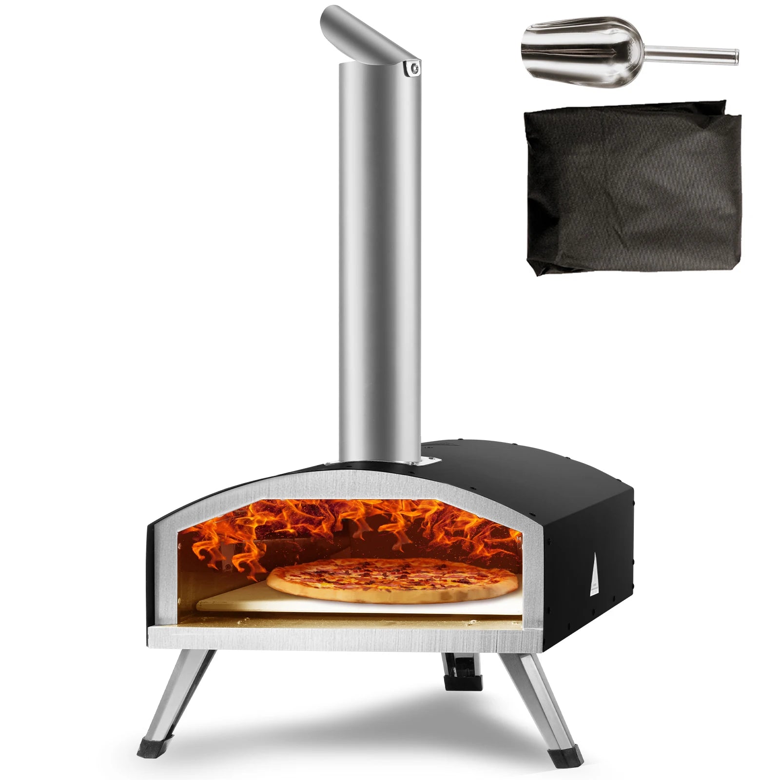 Succebuy 12inch Outdoor Oven Charcoal Fired Maker Portable Outside Stainless Steel Grill&Pizza Waterproof for Backyard Camping