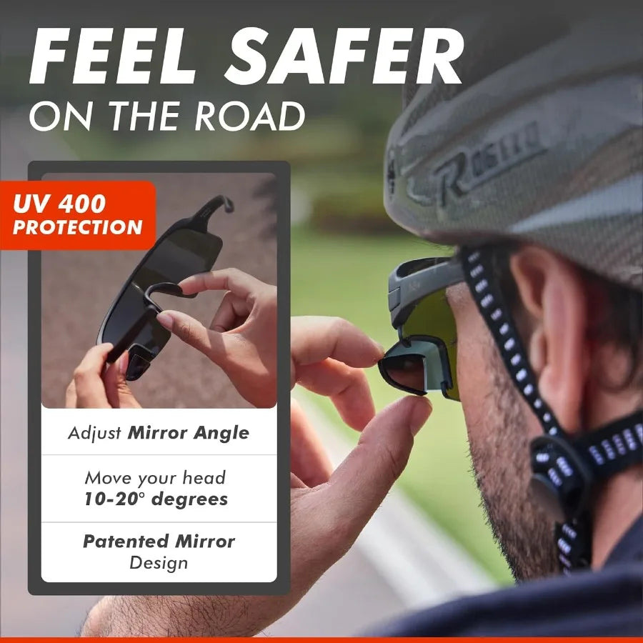 TriEye Cycling Glasses with Rear-view Mirror - Sports Sunglasses for Men Women - UV-400 Protection - Ideal for Outdoor Cycling