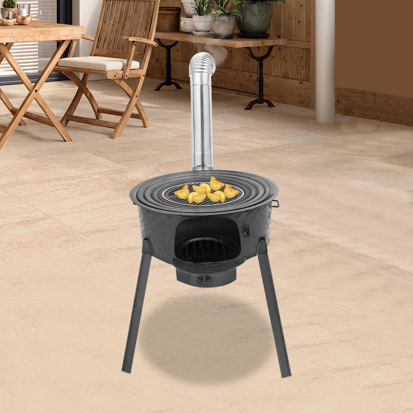 Portable Charcoal Stove, Multifunction Wood Burning Stove, Camping Stove for Outdoor/Backyard Cooking 20.5in