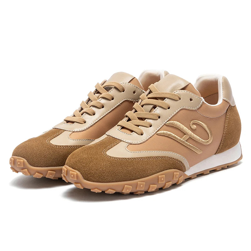 CHCH Women's Vulcanized Shoes 2025 Autumn New Edition Letter Embroidered Apricot Women's Outdoor Walking Shoes