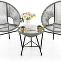 All-Weather Acapulco Patio Set with Plastic Rope Chairs and Tempered Glass Table for Outdoor Spaces (Grey)