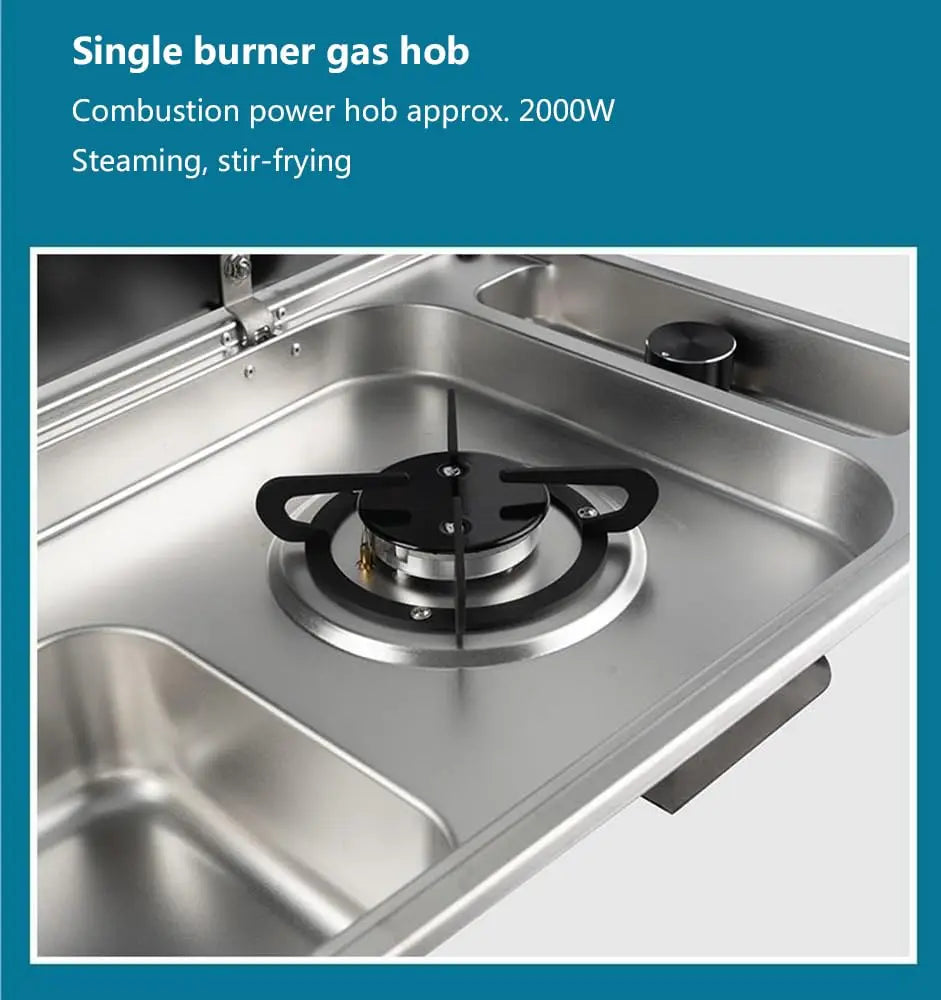 Integrated Gas Stove Sink Combination, Stainless Steel Universal Outdoor Gas Stove With Cover, Gas Camping Stove Burner