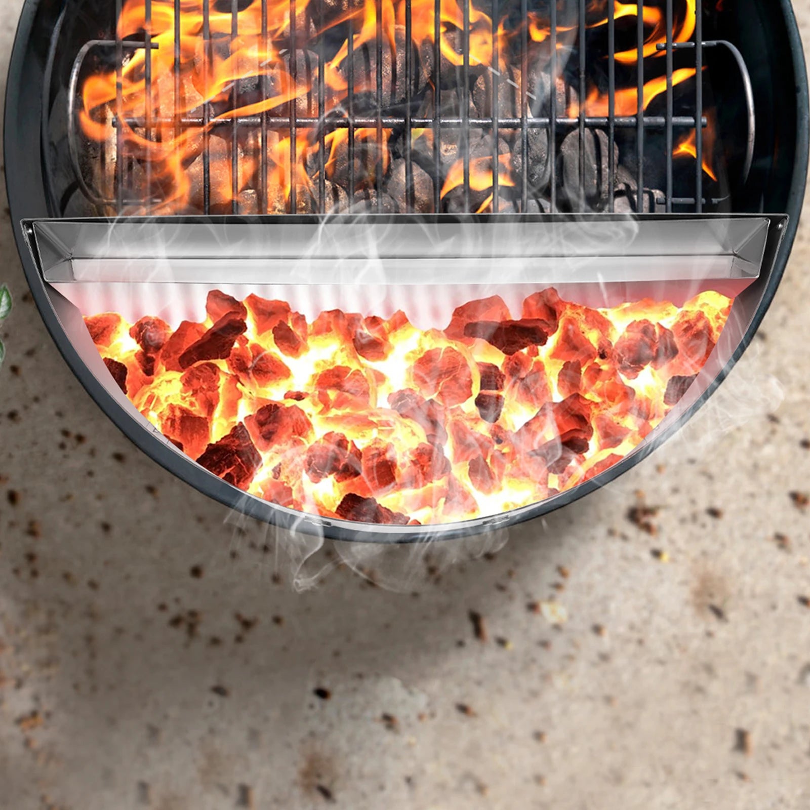 Stainless Steel Grill Baskets Slow Sear Barbecue Basket Charcoal Briquet Holder Large Capacity Charcoal Basket with Water Pan