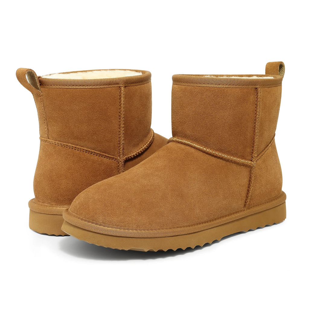 Evshine Winter Mini Snow Boots For Women Plush Lined Warm Suede Snow Boots Comfy Fuzzy Boots Fur Home Ankle Boots Lady Snow Boot