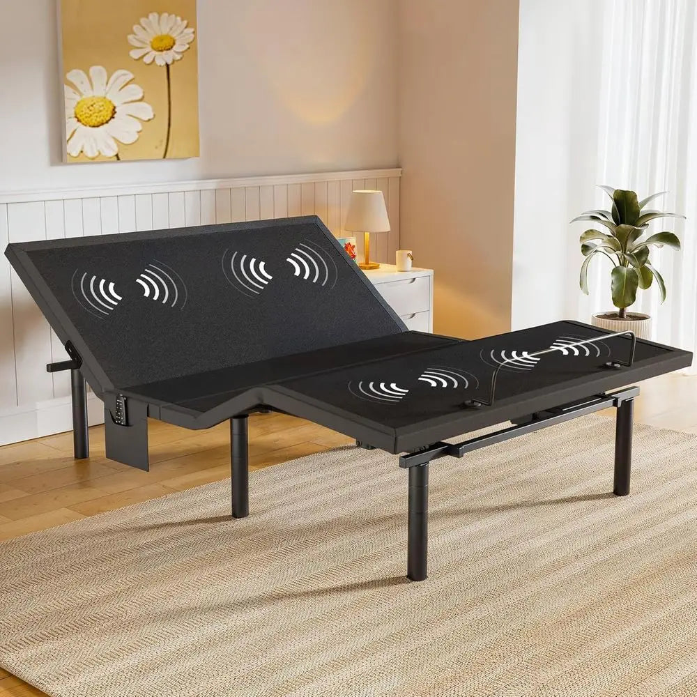 Queen Adjustable Bed Frame with Massage, Head & Foot Incline, Wireless Remote, 4 Built-in USB Ports, LED Night Light,Customized
