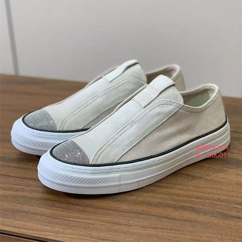 2025 Khaki Suede Flat Loafers Shoes Woman Thick Sole Lace Up Platform Women Shoes Autumn Casual Comfort Vacation Walking Shoes