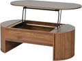 Modern Oval Coffee Table with Lift Top and Hidden Storage, 47.2 Wooden Center Table for Living Room