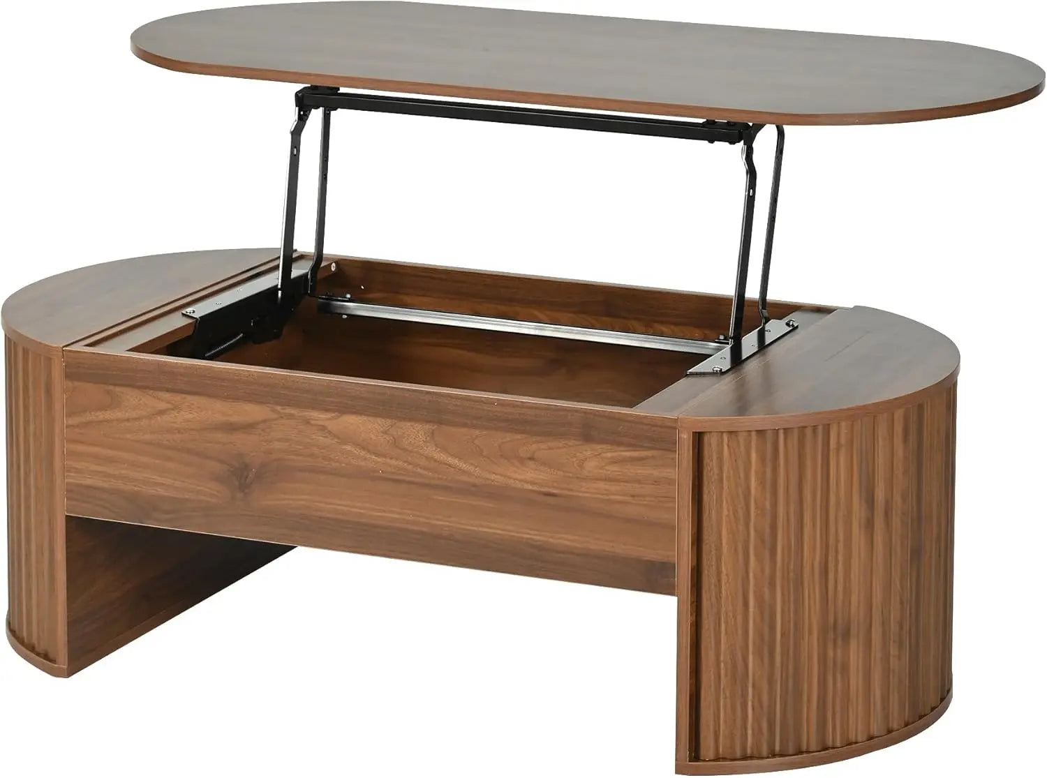 Modern Oval Coffee Table with Lift Top and Hidden Storage, 47.2 Wooden Center Table for Living Room
