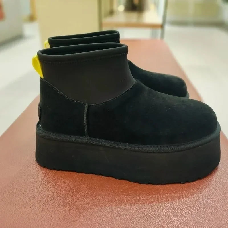 Women's Winter Thick Bottom Snow Boots 2025 New Style Warm Cotton Shoes Short Elastic Slim Booties with Fleece Inner