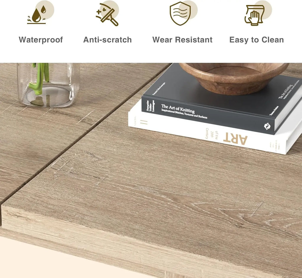 Extendable Oak Dining Table 55''-78'', for 6-10 People, Rustic, Small Kitchen & Office Use