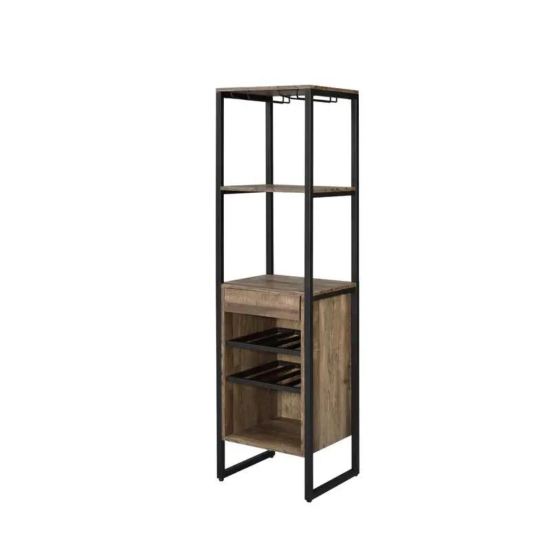 Weathered Oak Finish Wine Rack, Holds Up to 20 Bottles, Elegant Storage Solution for Home or Bar
