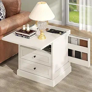 Bedside Storage Table with Drawers and Concealed Compartment