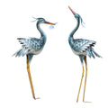 Outdoor Heron Sculpture Set of 2, Large Metal Crane Statues for Lawn & Garden Art