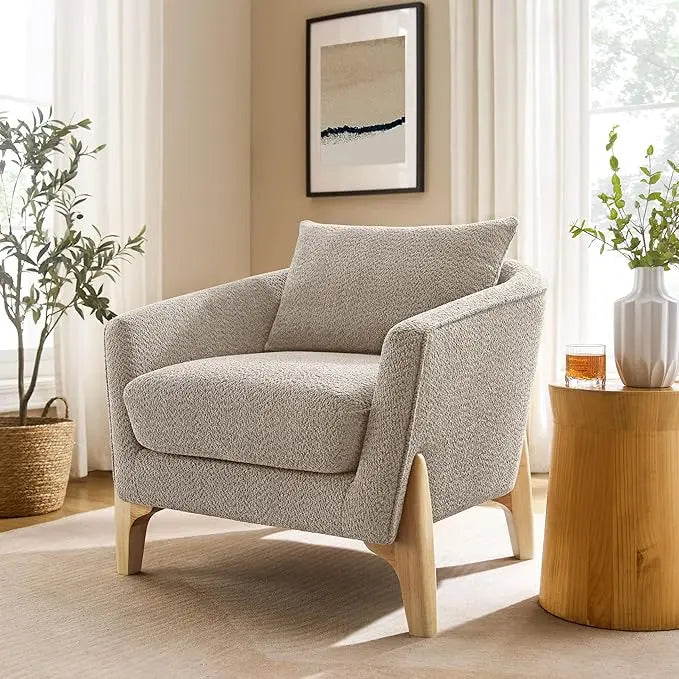 Accent Chair 31" Oversized Reading Chair Comfy Upholstered Boucle Lounge Armchair, Modern Living Room Chair with Back,Customized