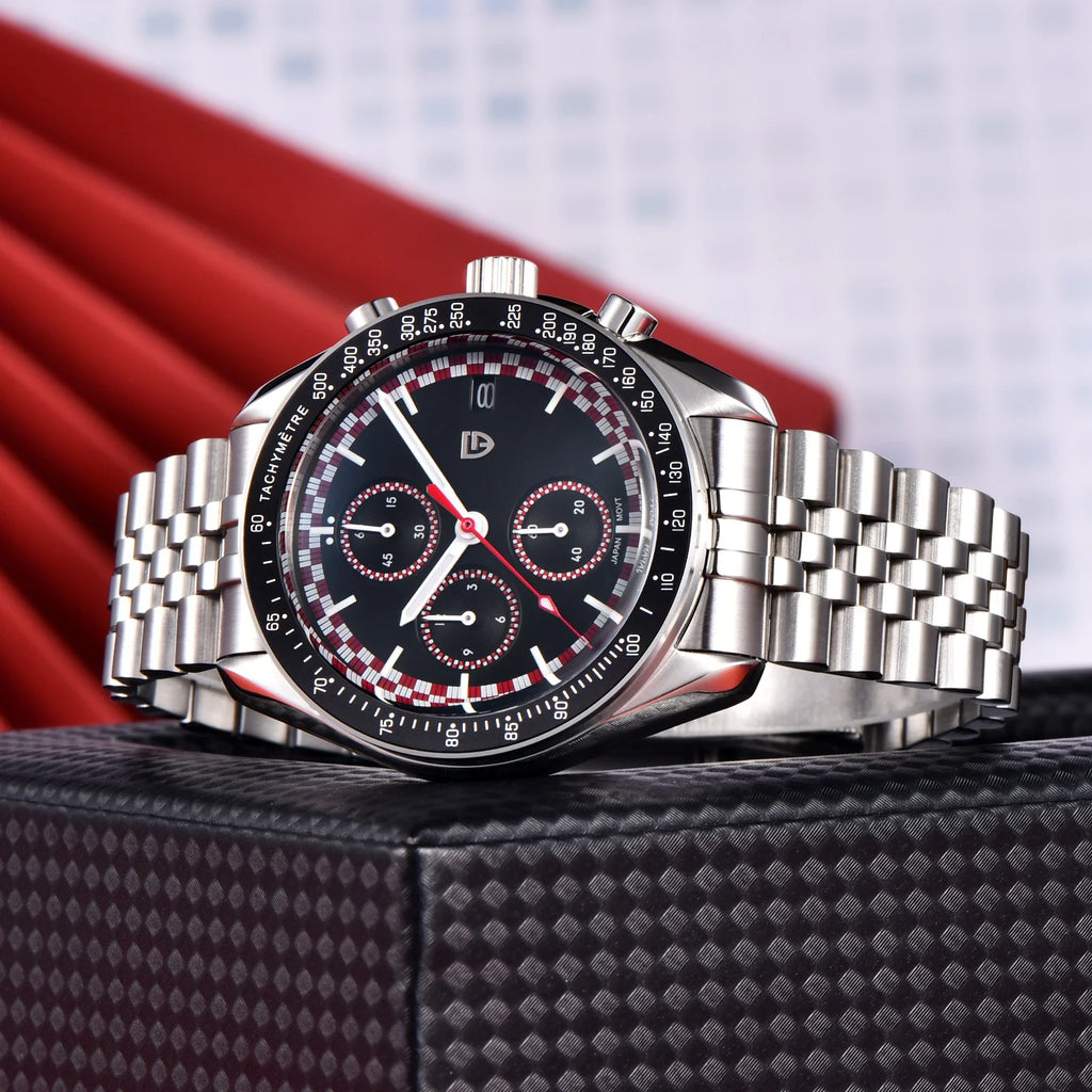 PAGANI DESIGN Brand 500 Speedometer circle Men watch Quartz Waterproof Japan Movt Chronograph Sapphire Luminous Date Steel Watch