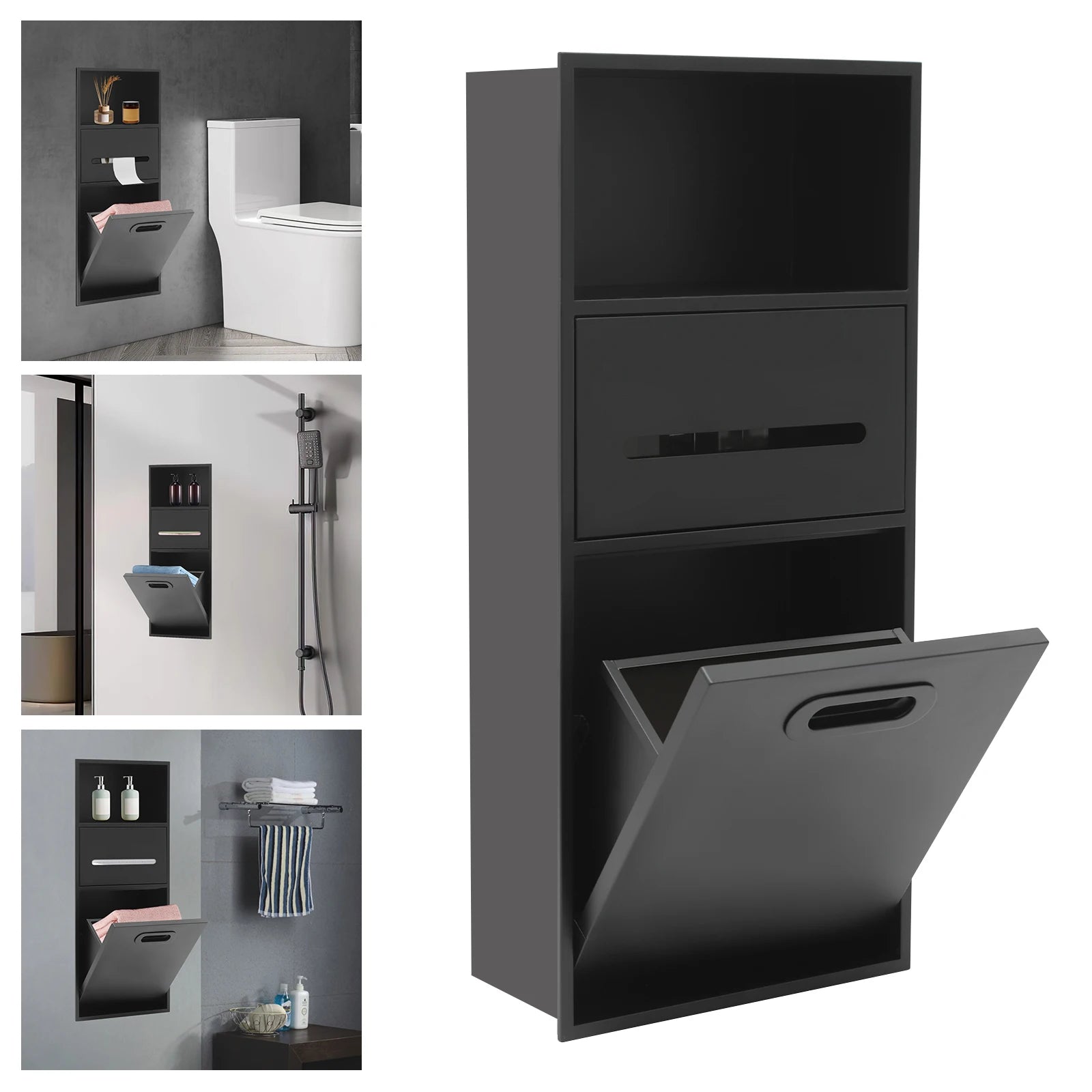 Storage Cabinet,Bathroom Recess, Stainless Steel Recessed Storage Cabinet, Wall Recessed Cabinet,304 Stainless Steel
