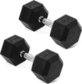 Hex Rubber Coated Dumbbells for Home Gym Exercises - Pair of 25 lb Hand Weights, Versatile Fitness Equipment