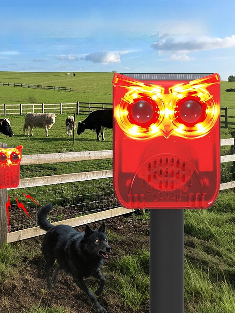 Solar Outdoor Motion Sensor Alarm Waterproof Home Security Alarm Dog Barking&Gunshot Sound Loud Noise Maker for Yard Farm Garden