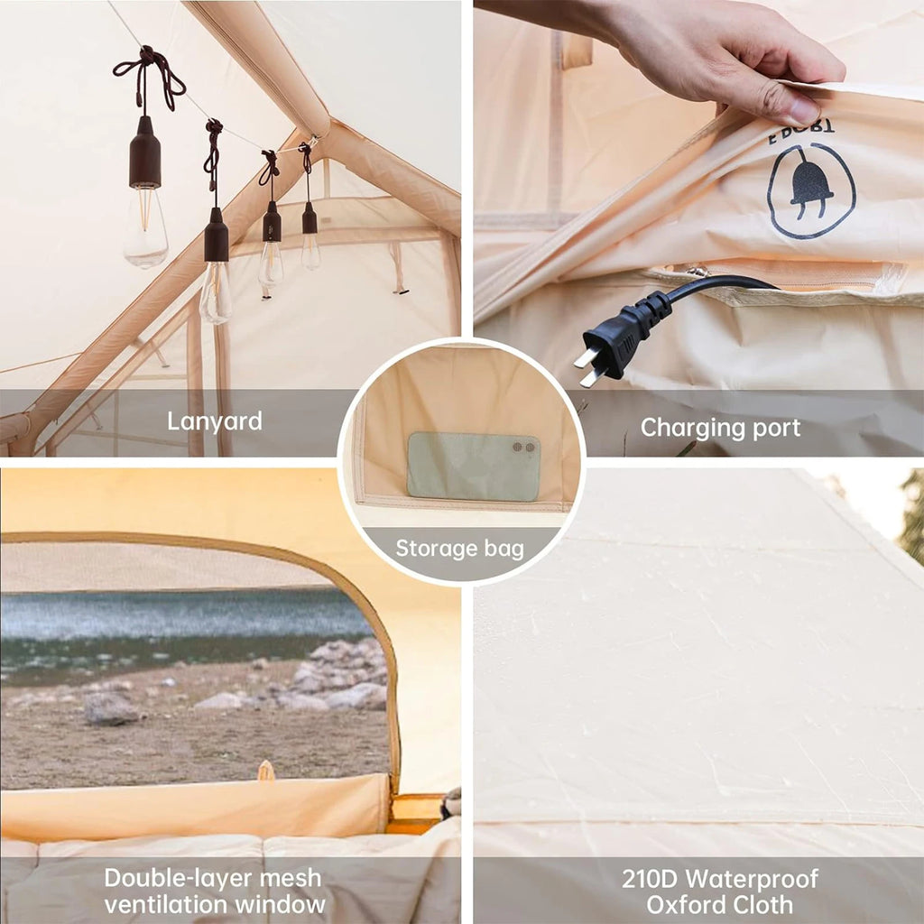 4-6 Person House Instant Glamping Camping Tents House Oxford Fabric Self-Supporting Air Tent Easy Setup for Adults Travel Hiking