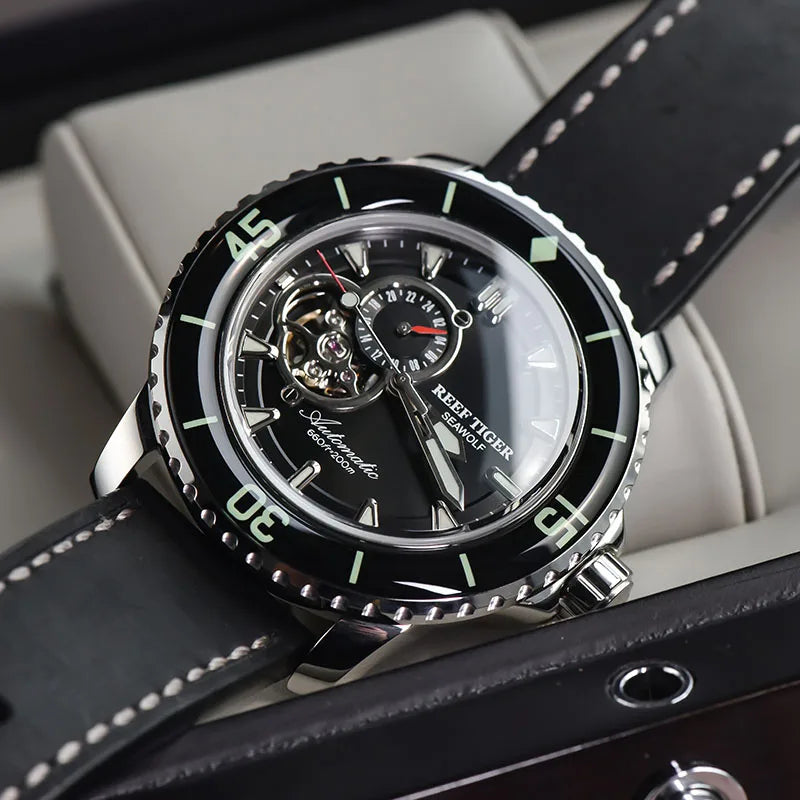 reef tiger brand fully automatic mechanical watches, business men's watches, personalized and fashionable luminous men's sports