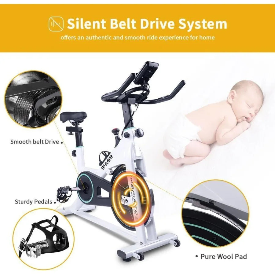 Stationary Bikes for Home Spin Indoor Exercise Bike with LCD Monitor and Comfortable Seat Cushion for Home Gym Cardio Fitness T