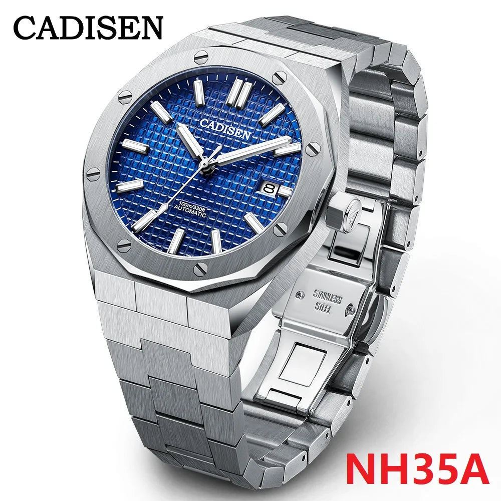 CADISEN Automatic Mens Watches Fashion Top Brand Stainless Steel Sapphire Glass Japan TMI NH35A Watch Men Mechanical Wristwatch