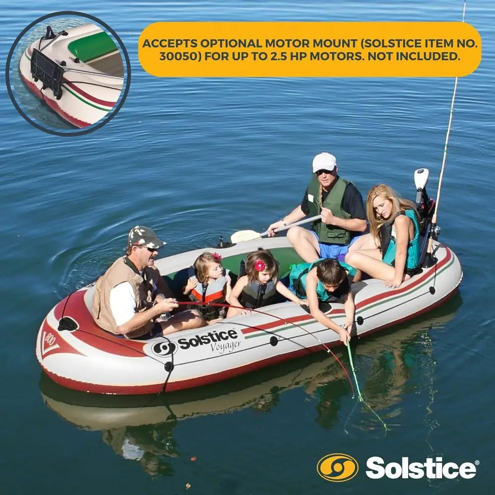 Inflatable Boat for Lakes, Rivers & Beaches – Heavy-Duty Raft with Swivel Oar Locks, Rod Holders & Inflatable Seats – Voyager, F