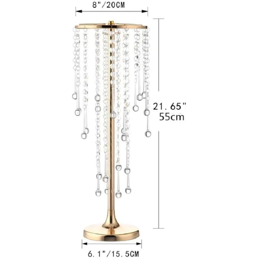 10-Piece Crystal Flower Stands with Gold Vases for Elegant Home, Party, and Wedding Centerpieces
