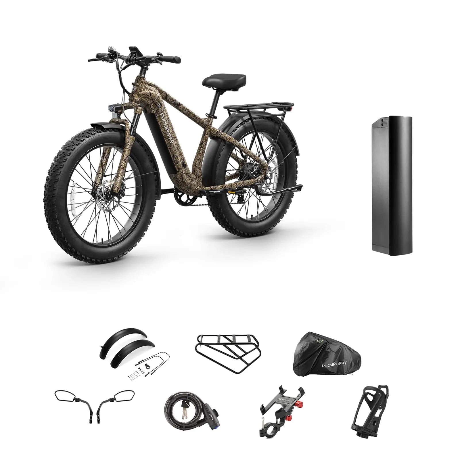PUCKIPUPPY Beagle II Electric Bike 26"Fat Tire 80Miles Range Electric Mountain Bike 960W 48V 15AH Ebike With 2-Year Warranty