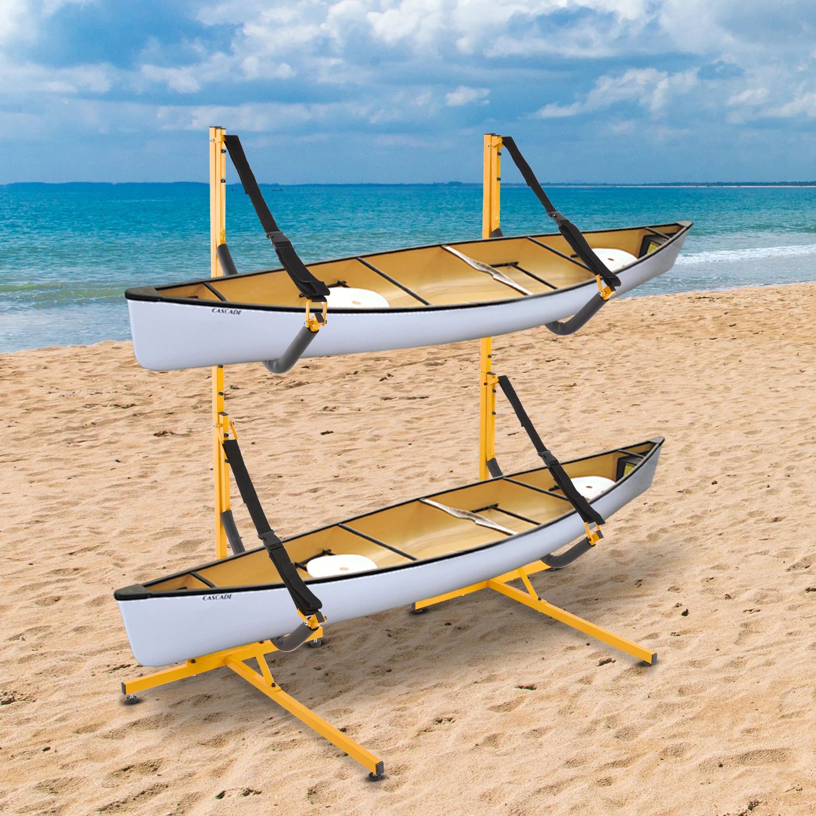 Kayak Storage Rack Adjustable Free Standing Storage Rack for Kayak Double Kayak Storage Rack to Hold Kayaks Canoes, Life Rafts