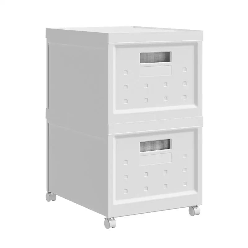 Set of 2 Stackable Rolling File Boxes with Lids & 10 Hanging Files, Portable Plastic Storage Organizer on Wheels for Home or