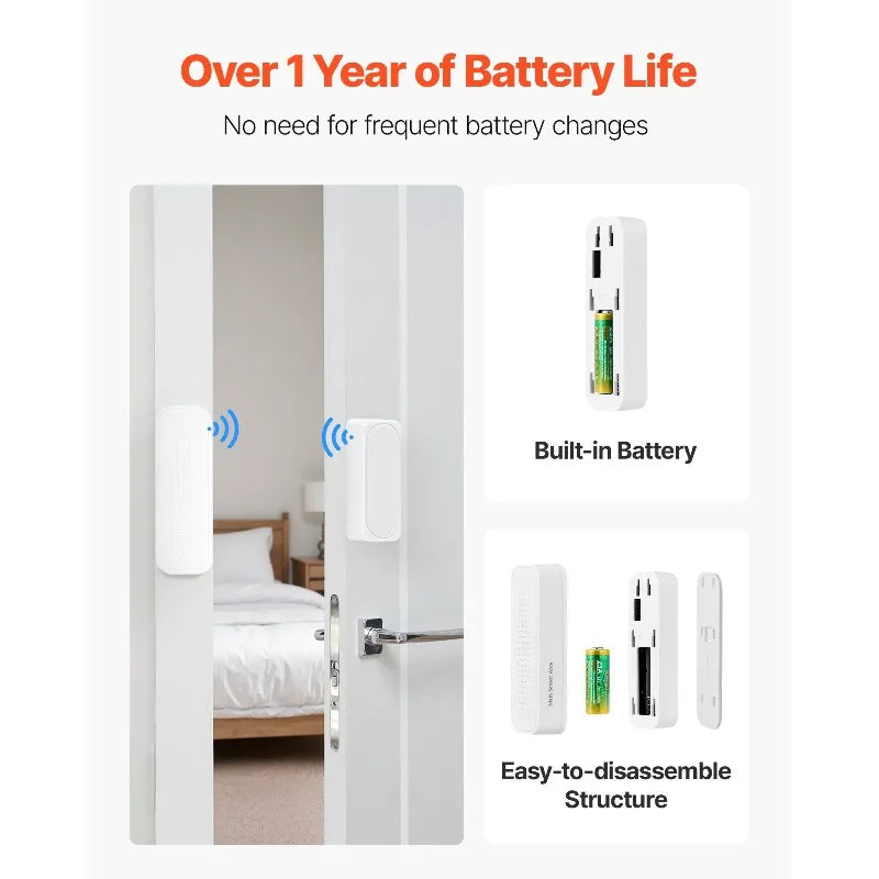 Door Chime 58 Chimes 5-Level Volume Wireless Door Alarm Contact Sensor
